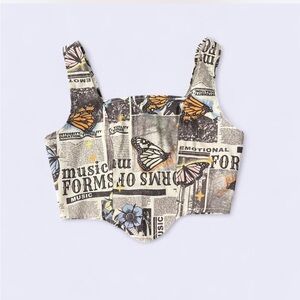 NEVER WORN! Butterfly Print Corset Top